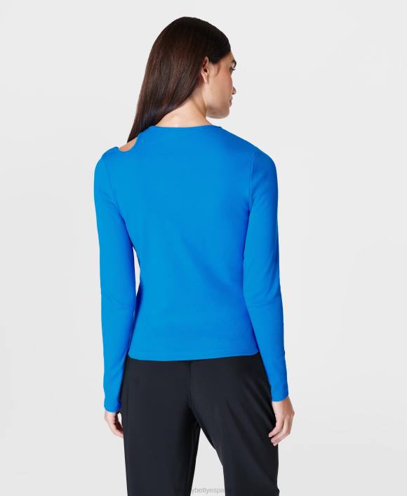 ropa cifra azul T28T274 top de manga larga de canalé Muse mujer Sweaty Betty