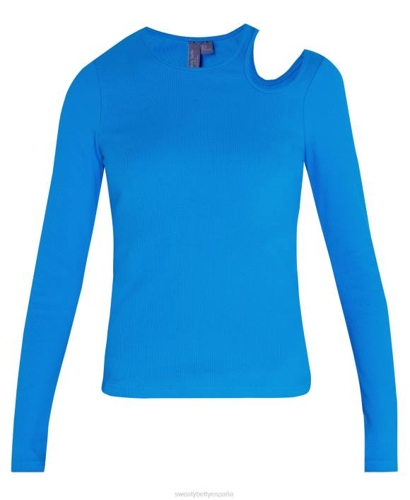 ropa cifra azul T28T274 top de manga larga de canalé Muse mujer Sweaty Betty