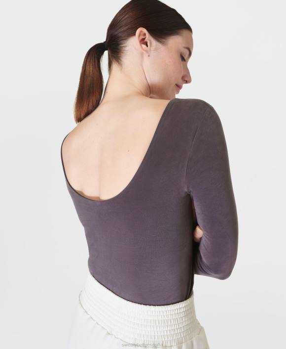 ropa gris urbano T28T780 body de manga larga sin costuras suaves mujer Sweaty Betty