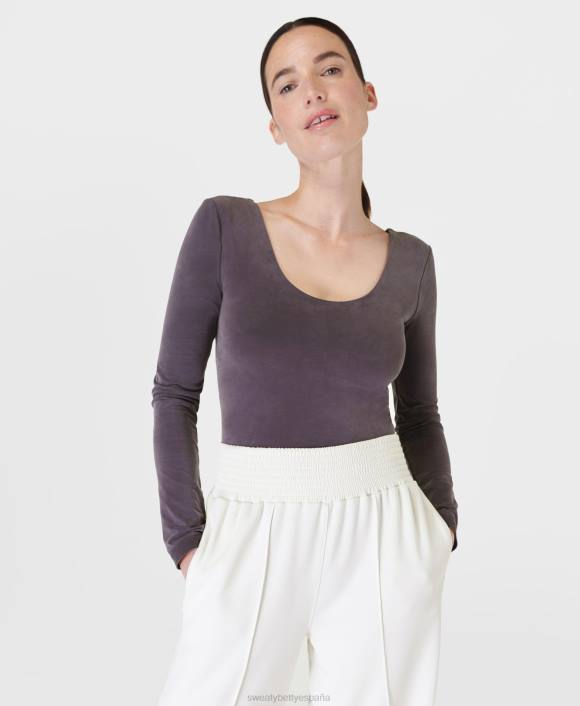 ropa gris urbano T28T780 body de manga larga sin costuras suaves mujer Sweaty Betty