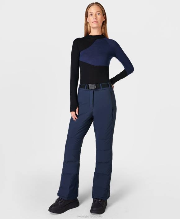 ropa jacquard de onda azul T28T435 camiseta interior merino ondulada con cuello alto mujer Sweaty Betty