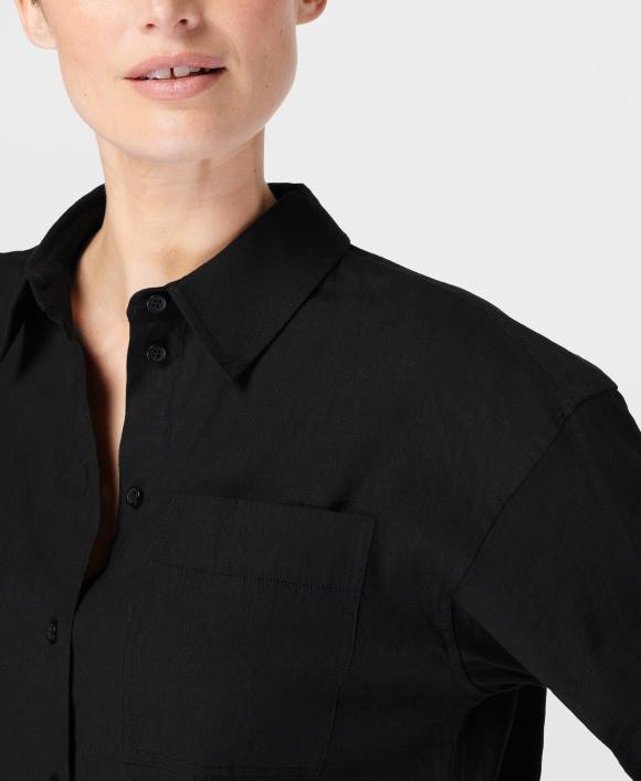 ropa negro T28T1029 camisa holgada de lino elástico de verano mujer Sweaty Betty