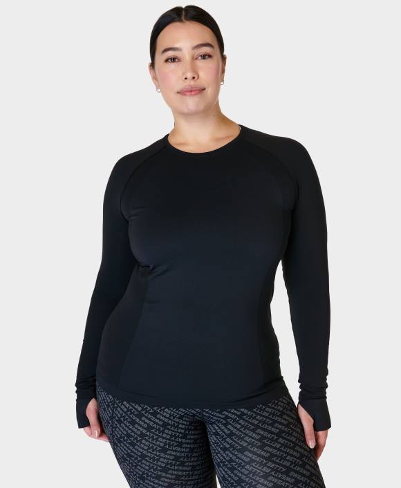 ropa negro T28T166 top de manga larga de entrenamiento sin costuras para atleta mujer Sweaty Betty