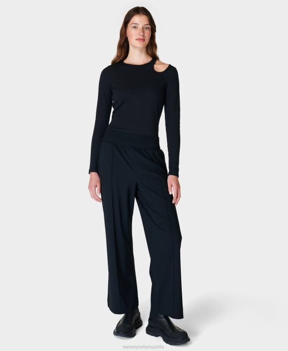 ropa negro T28T275 top de manga larga de canalé Muse mujer Sweaty Betty