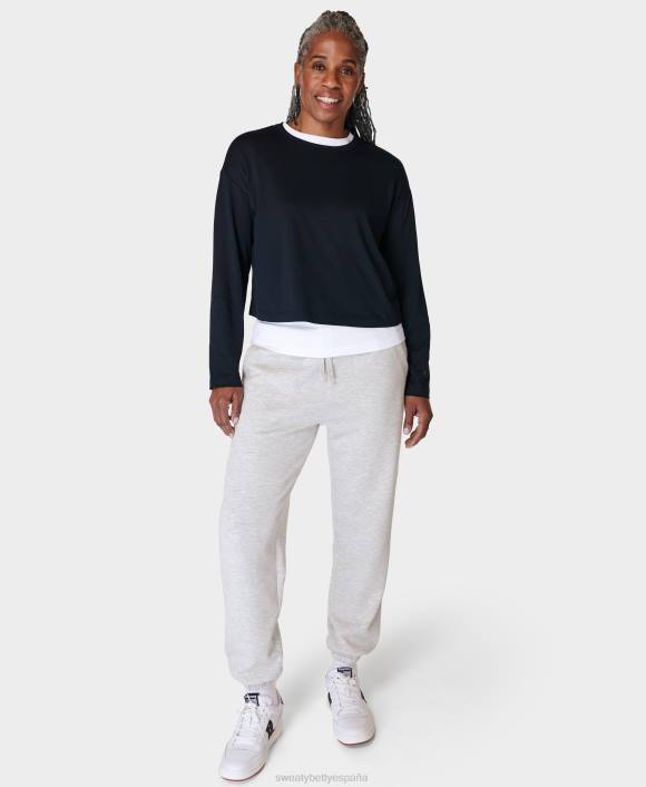 ropa negro T28T281 camiseta corta esencial de manga larga mujer Sweaty Betty