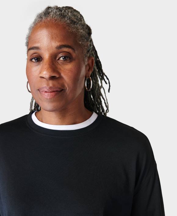 ropa negro T28T281 camiseta corta esencial de manga larga mujer Sweaty Betty