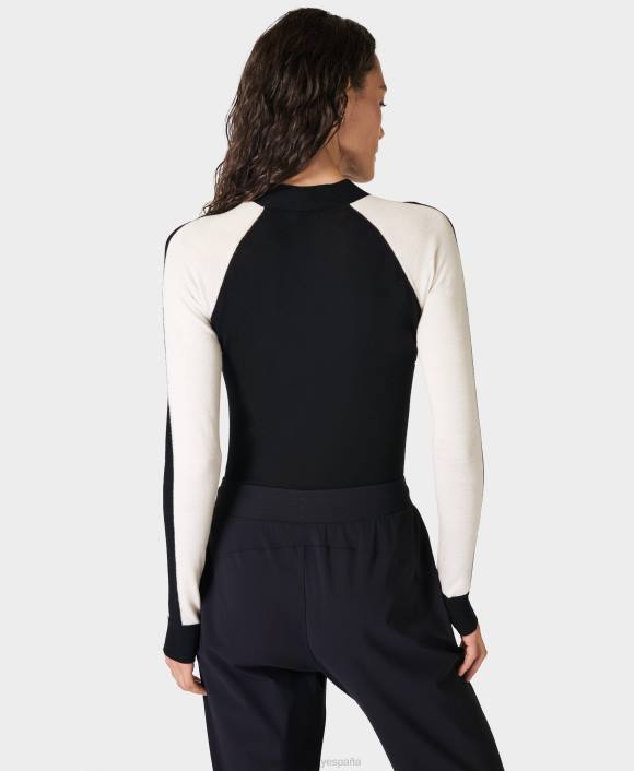 ropa negro T28T462 camiseta interior de merino con bloques de color mujer Sweaty Betty