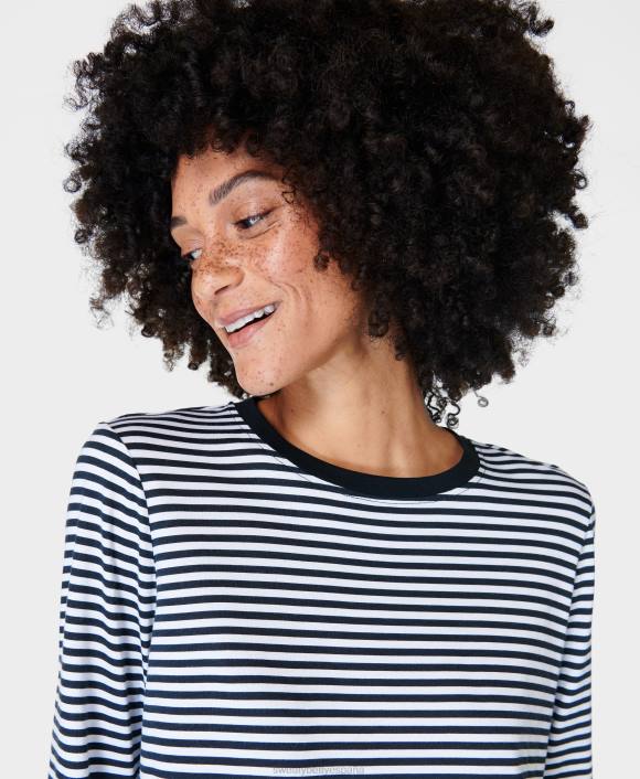 ropa raya blanca y negra T28T162 camiseta esencial de manga larga mujer Sweaty Betty
