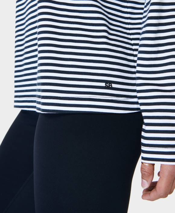 ropa raya blanca y negra T28T162 camiseta esencial de manga larga mujer Sweaty Betty