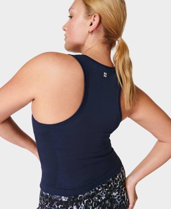 ropa Azul marino T28T432 tanque de entrenamiento sin costuras de cultivo de atleta mujer Sweaty Betty