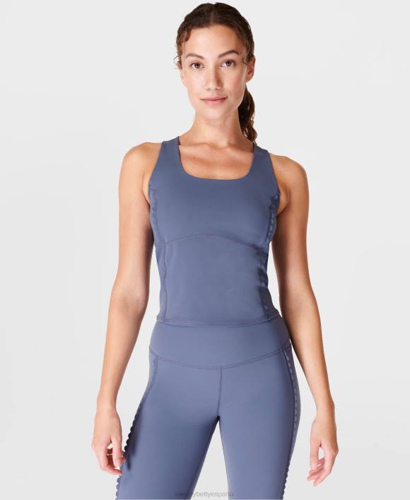 ropa azul infinito T28T1109 Camiseta sin mangas de entrenamiento con detalle de festón Power mujer Sweaty Betty