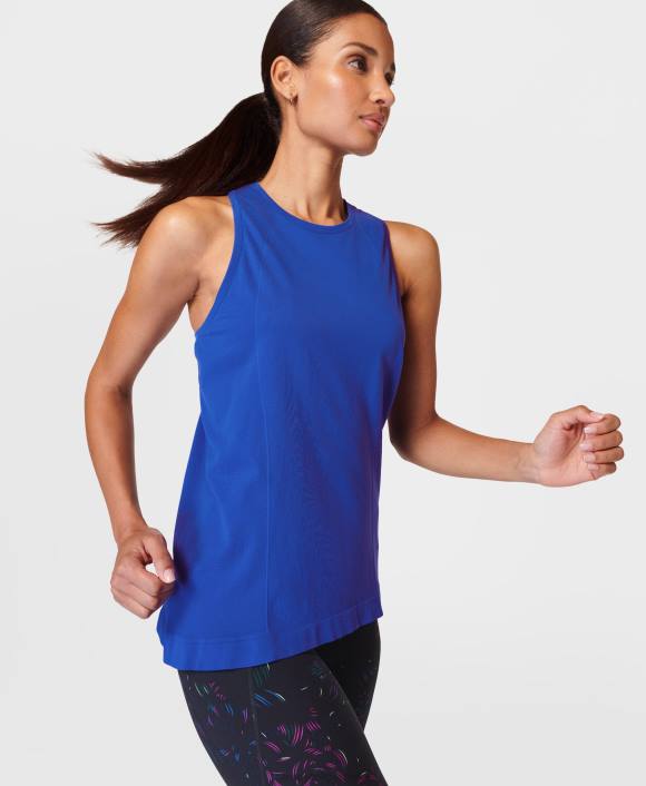 ropa azul relámpago T28T102 Camiseta sin mangas de entrenamiento de peso pluma sin costuras para atleta mujer Sweaty Betty