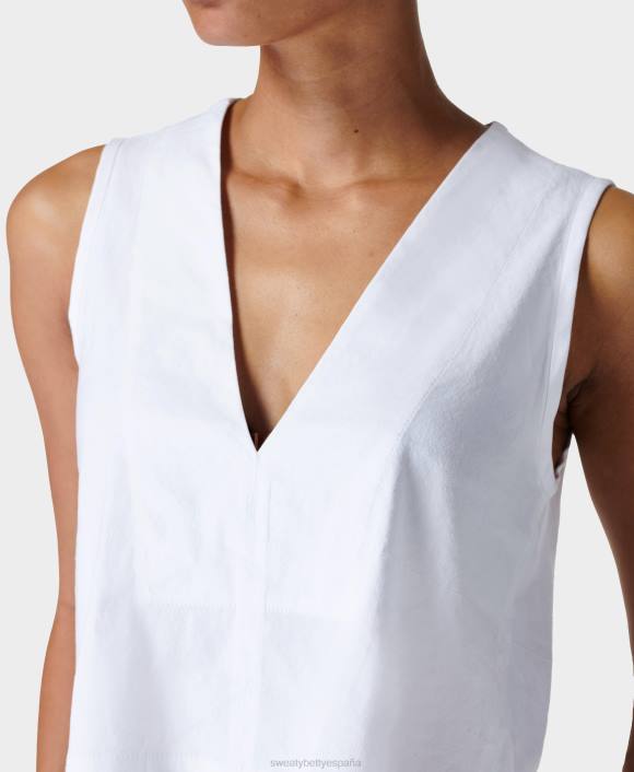 ropa blanco T28T819 camiseta sin mangas de lino elástico de verano mujer Sweaty Betty