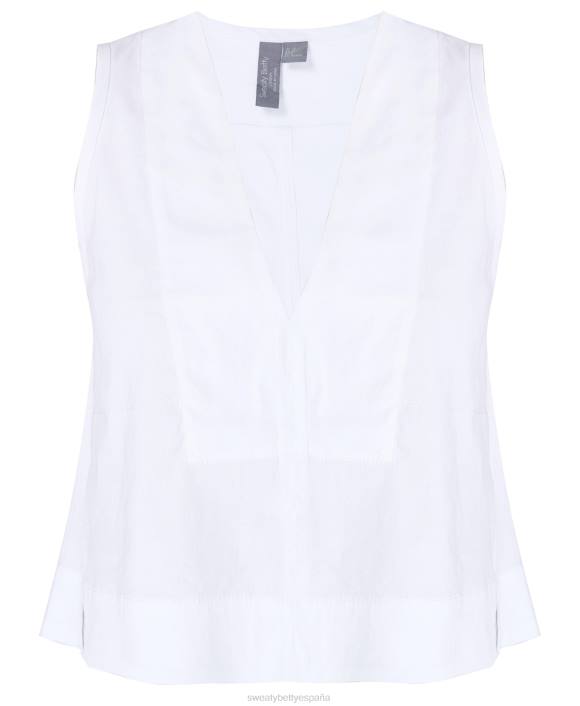 ropa blanco T28T819 camiseta sin mangas de lino elástico de verano mujer Sweaty Betty
