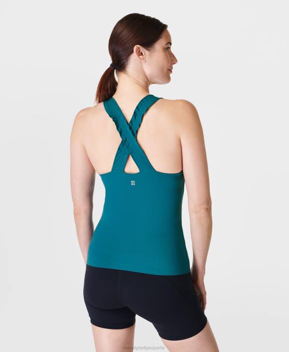 ropa cabina azul T28T802 tanque trasero cruzado eléctrico mujer Sweaty Betty