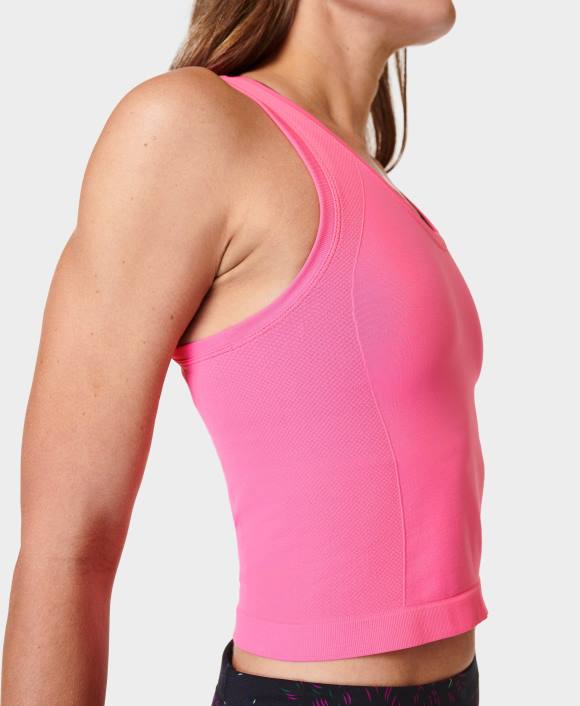 ropa camelia rosa T28T427 tanque de entrenamiento sin costuras de cultivo de atleta mujer Sweaty Betty