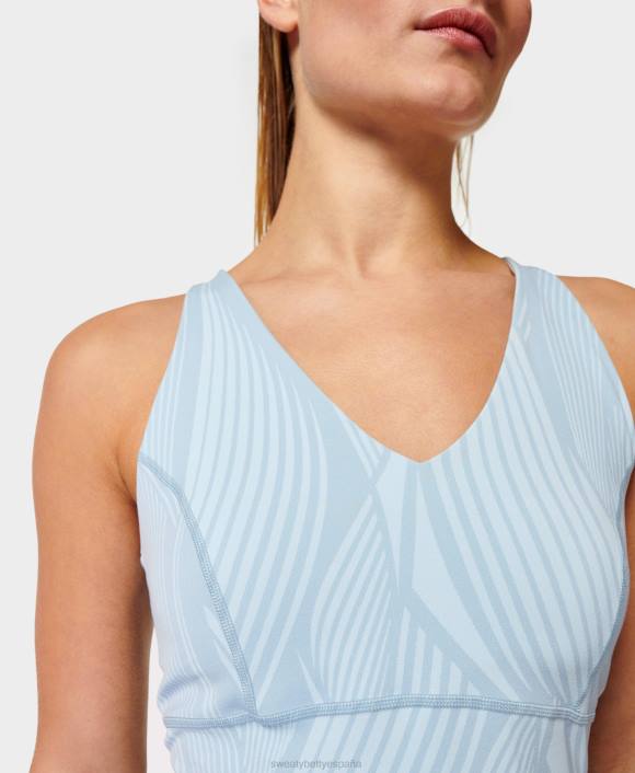 ropa estampado de olas azul cielo T28T921 Camiseta sin mangas de entrenamiento súper suave con tiras en la espalda mujer Sweaty Betty