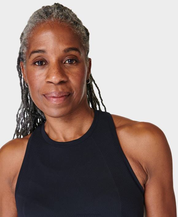 ropa negro T28T101 Camiseta sin mangas de entrenamiento de peso pluma sin costuras para atleta mujer Sweaty Betty