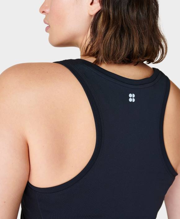 ropa negro T28T428 tanque de entrenamiento sin costuras de cultivo de atleta mujer Sweaty Betty