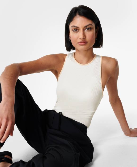 ropa ostra blanca T28T836 tanque de costilla harper racer mujer Sweaty Betty