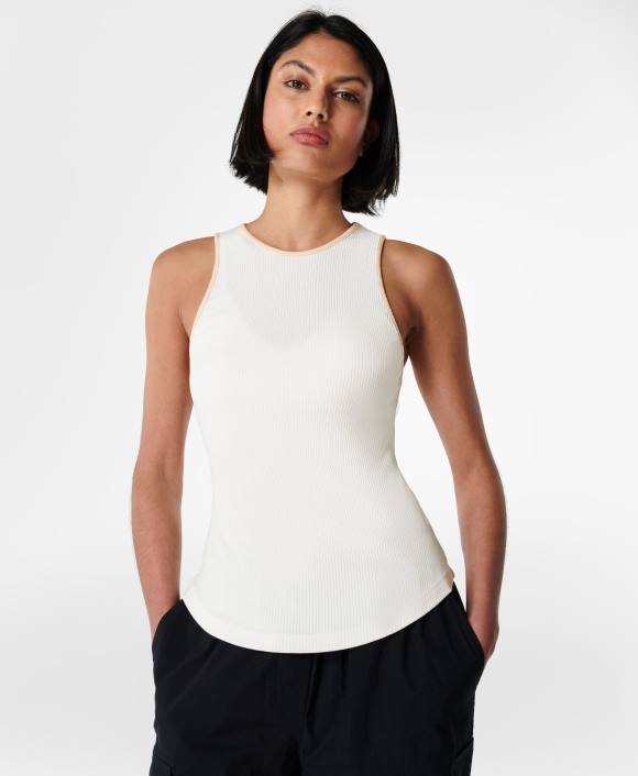 ropa ostra blanca T28T836 tanque de costilla harper racer mujer Sweaty Betty
