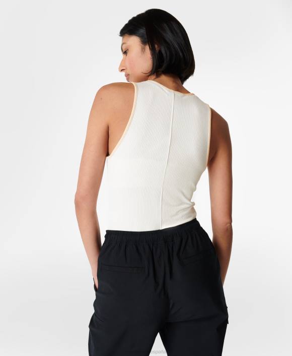 ropa ostra blanca T28T836 tanque de costilla harper racer mujer Sweaty Betty