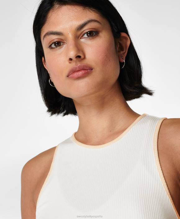 ropa ostra blanca T28T836 tanque de costilla harper racer mujer Sweaty Betty