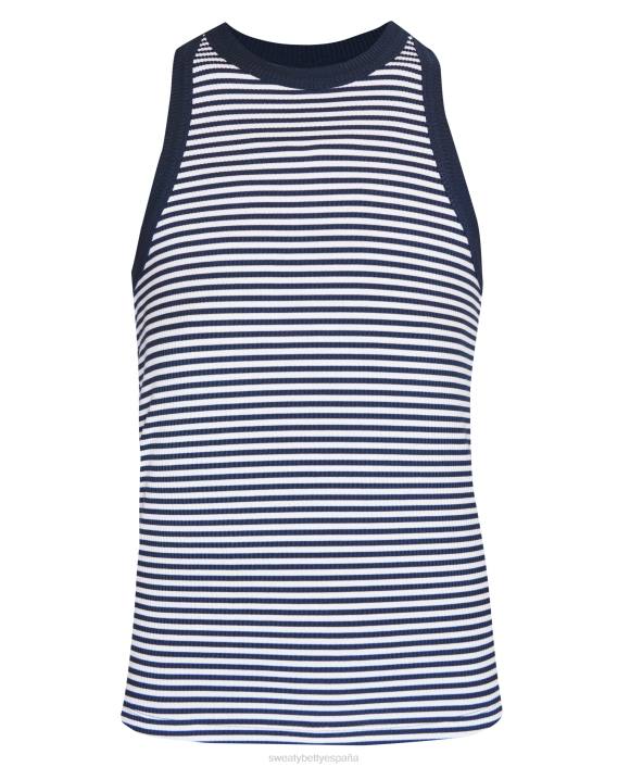 ropa raya blanca azul marino T28T144 playera sin mangas de harper racer mujer Sweaty Betty