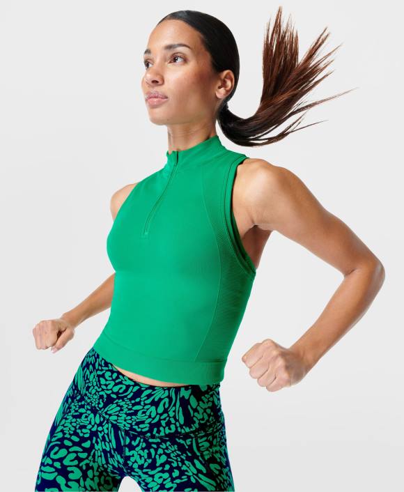 ropa verde vivo T28T903 Camiseta sin mangas de entrenamiento con media cremallera y sin costuras mujer Sweaty Betty