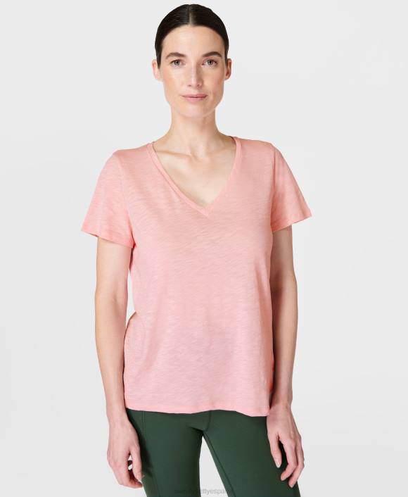 ropa Rosa suave T28T1075 actualizar camiseta con cuello en v mujer Sweaty Betty