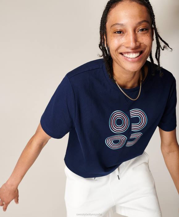 ropa azul marino multicolor T28T1103 camiseta cuadrada mujer Sweaty Betty
