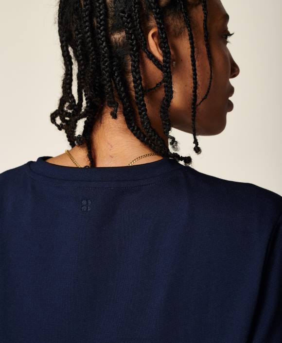 ropa azul marino multicolor T28T1103 camiseta cuadrada mujer Sweaty Betty