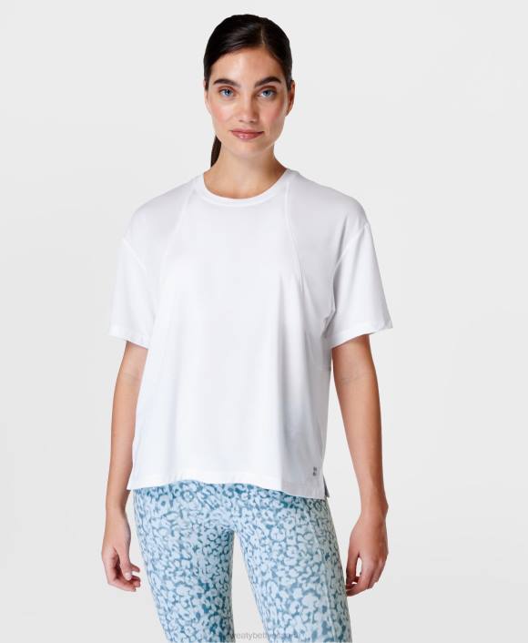ropa blanco T28T82 camiseta de estudio de flujo suave mujer Sweaty Betty