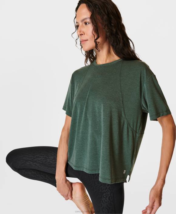 ropa caminata verde T28T81 camiseta de estudio de flujo suave mujer Sweaty Betty