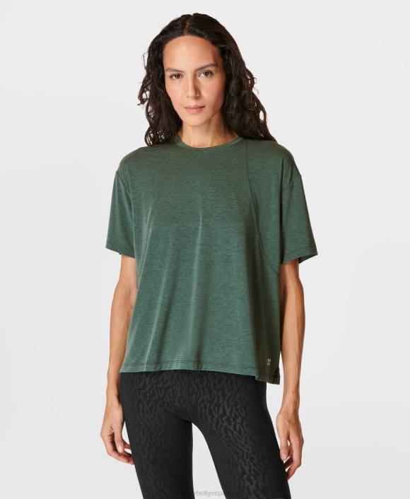 ropa caminata verde T28T81 camiseta de estudio de flujo suave mujer Sweaty Betty