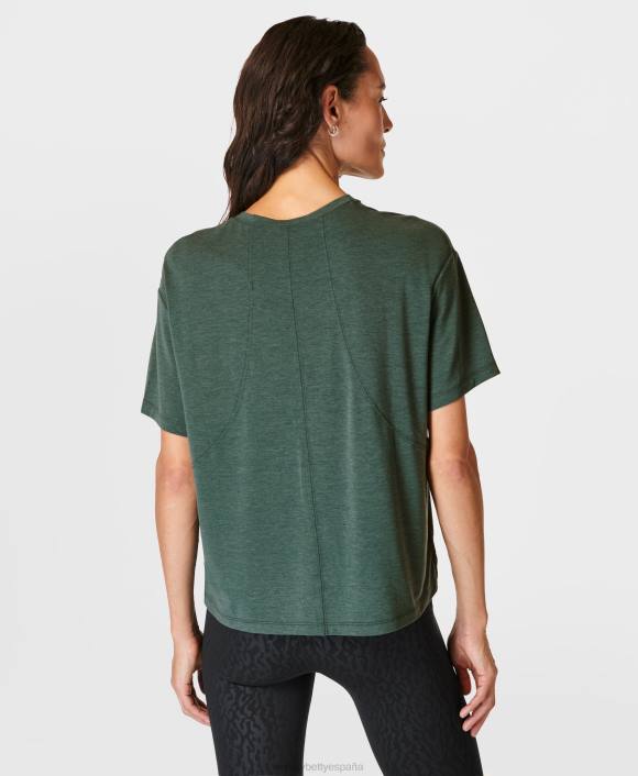 ropa caminata verde T28T81 camiseta de estudio de flujo suave mujer Sweaty Betty