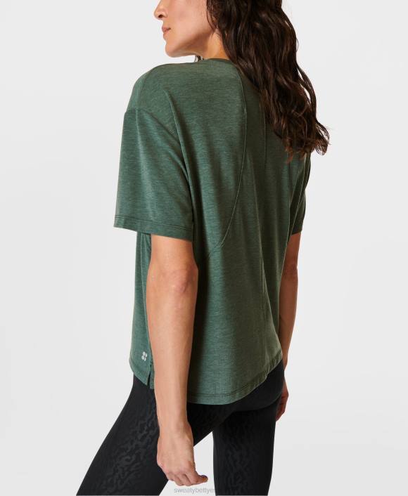 ropa caminata verde T28T81 camiseta de estudio de flujo suave mujer Sweaty Betty