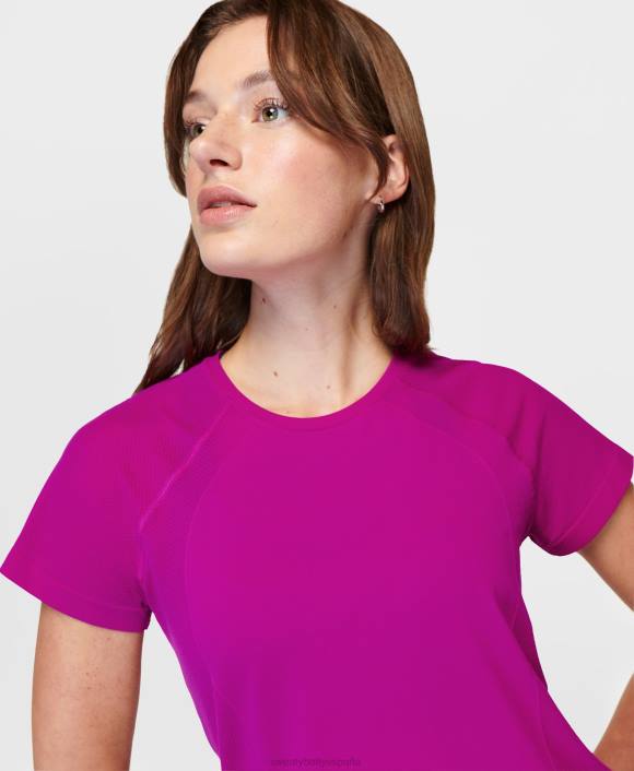 ropa magenta fusión púrpura T28T233 camiseta de atleta de peso pluma sin costuras mujer Sweaty Betty