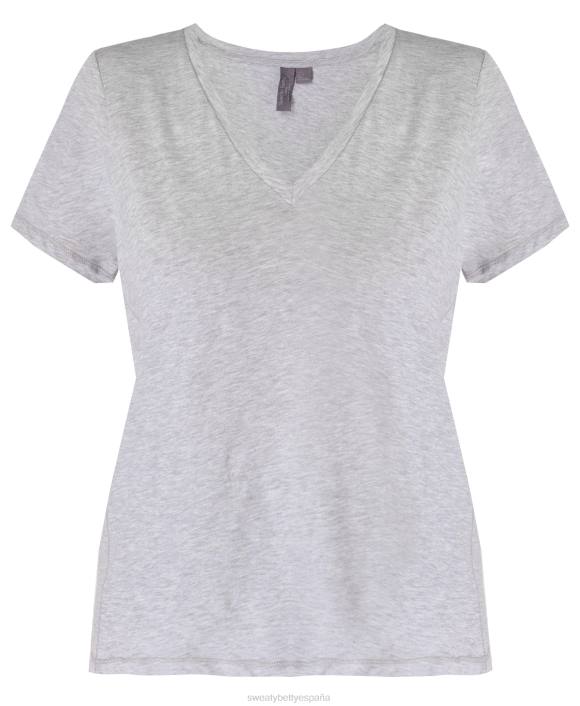 ropa marga gris claro T28T1077 actualizar camiseta con cuello en v mujer Sweaty Betty