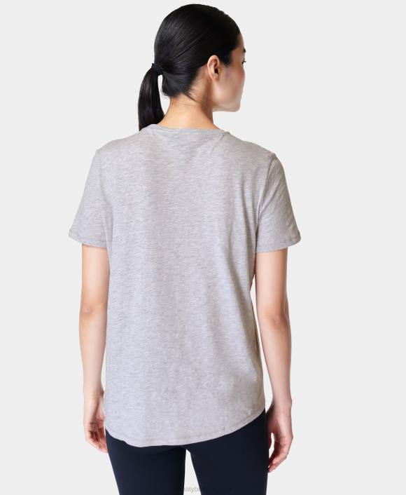 ropa marga gris claro T28T981 camiseta refrescante con cuello redondo mujer Sweaty Betty