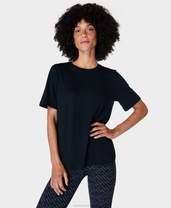 ropa negro T28T229 camiseta esencial con cuello redondo mujer Sweaty Betty