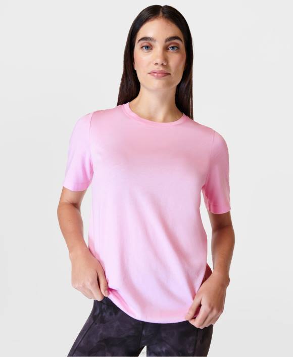 ropa rosa tiza T28T231 camiseta esencial con cuello redondo mujer Sweaty Betty