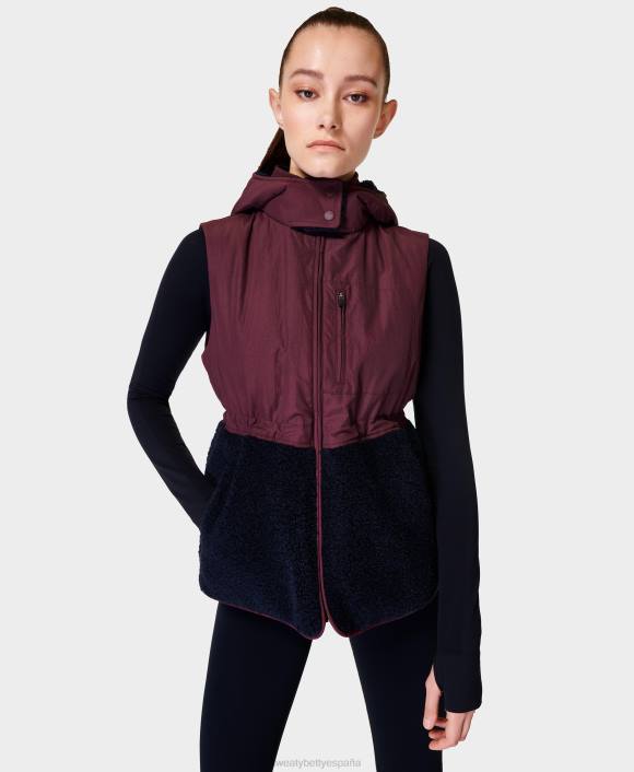 ropa rojo ciruela T28T807 chaleco sherpa urbano mujer Sweaty Betty
