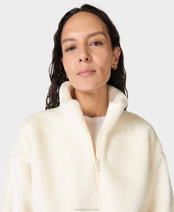 ropa estudio blanco T28T359 media cremallera texturizada de felpa polar mujer Sweaty Betty