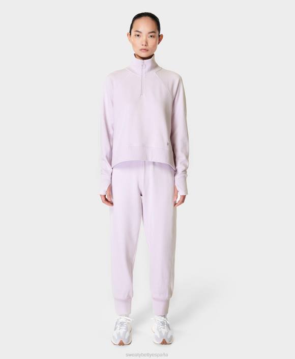 ropa flor de niebla púrpura T28T375 jersey revive de canalé con media cremallera mujer Sweaty Betty