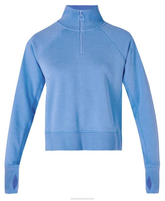 ropa regata azul T28T376 jersey revive de canalé con media cremallera mujer Sweaty Betty