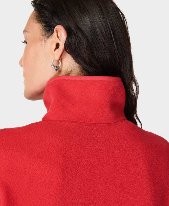 ropa rojo intenso T28T671 jersey de lana malva con media cremallera mujer Sweaty Betty