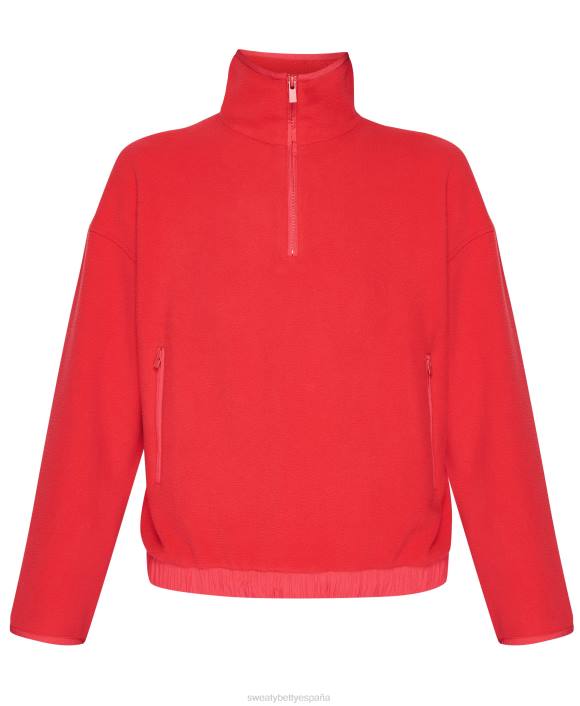 ropa rojo intenso T28T671 jersey de lana malva con media cremallera mujer Sweaty Betty