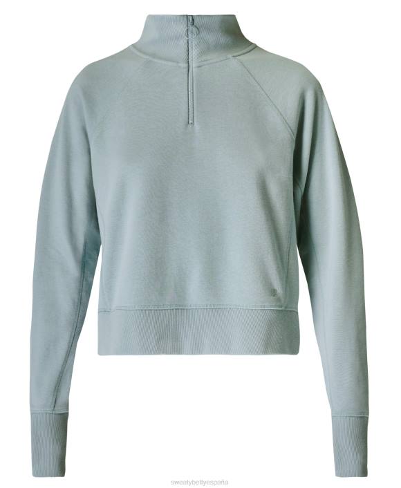 ropa vapor azul T28T377 jersey revive de canalé con media cremallera mujer Sweaty Betty