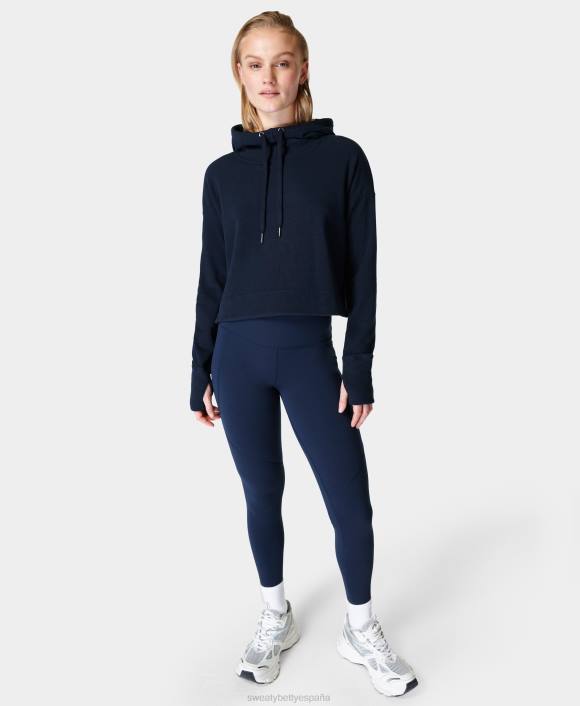 ropa Azul marino T28T996 sudadera corta con capucha de forro polar escape luxe mujer Sweaty Betty